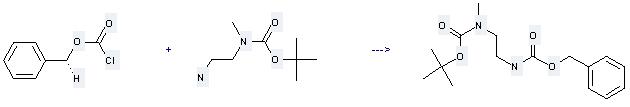 Carbamic acid,N-(2-aminoethyl)-N-methyl-, 1,1-dimethylethyl ester can be used to produce [2-(tert-butoxycarbonyl-methyl-amino)-ethyl]-carbamic acid benzyl ester at the temperature of 0 - 20 °C
